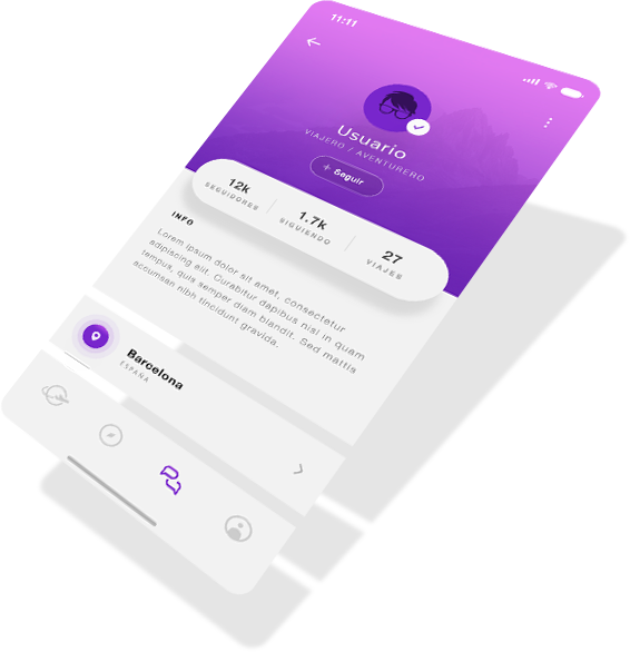 Perfil de usuario en aplicación móvil