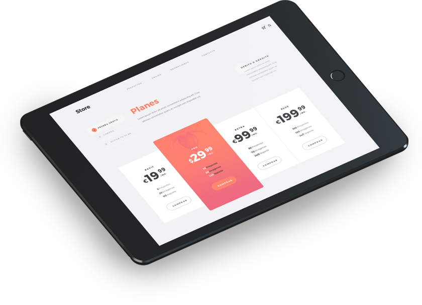 Planes de una tienda en línea
